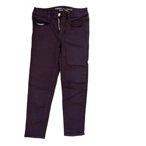 American Eagle Womens Size 4 Hi-Rise Jegging Crop Deep Burgundy Skinny Fit Jeans